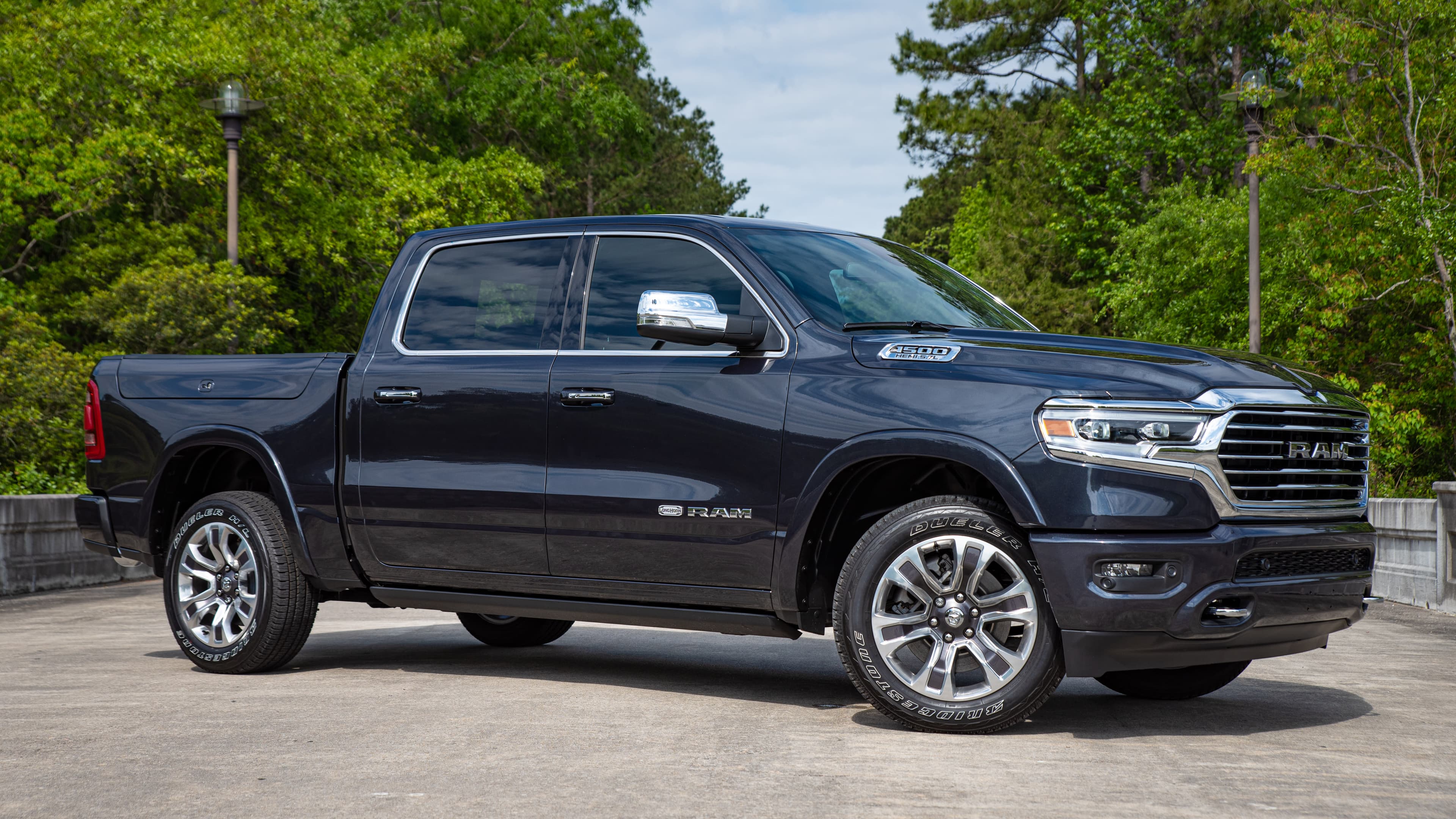 2020 Black Dodge Ram 1500 Equipped with Bridgestone Dueler HT Tires